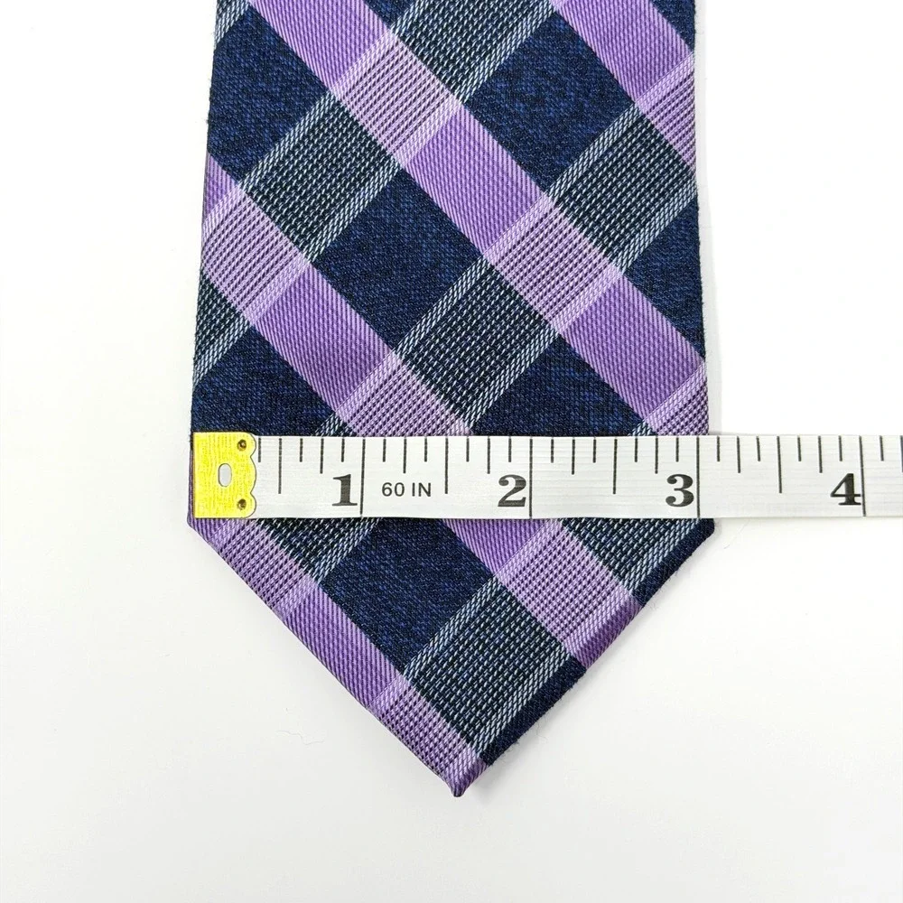Michael Kors Plaid Silk Tie Purple‎ Blue Gray Classic Mens 57.5x3